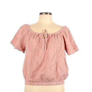 SALE 2/$20 C&C California Pink gauze 100% cotton short puff sleeve blouse top